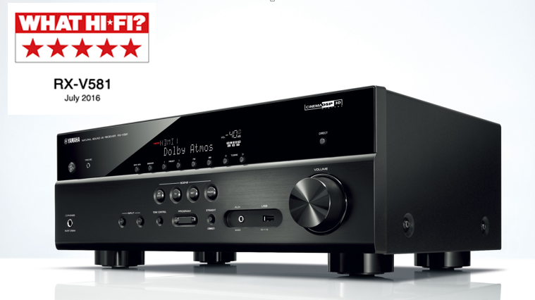 优德887.2声道3D沉浸式无线家庭影院功放RX-V581 荣获What Hi-Fi?五星好评
